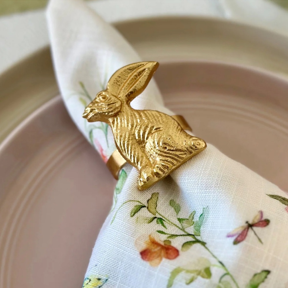 Set of 3 NWT Bodrum RABBIT GOLD NAPKIN RINGS